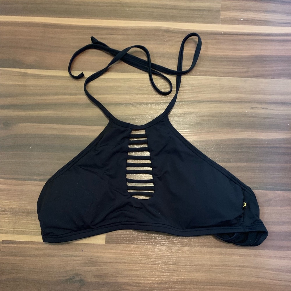 La SENZA black halter swim top